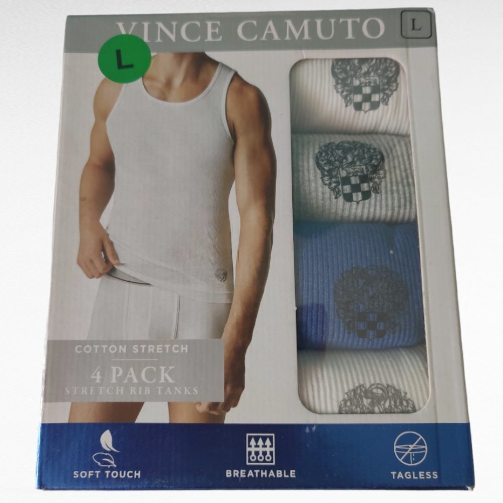 NEW!!! VINCE CAMUTO 4 PACK STRETCH RIB TANKS- SZ L